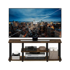 Meuble TV ouvert à 3 niveaux Ambre Pin/Noir & Blanc, assemblage par 1 personne