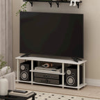 Meuble TV ouvert à 3 niveaux Ambre Pin/Noir & Blanc, assemblage par 1 personne