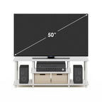 Meuble TV ouvert à 3 niveaux Ambre Pin/Noir & Blanc, assemblage par 1 personne