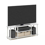 Meuble TV ouvert à 3 niveaux Ambre Pin/Noir & Blanc, assemblage par 1 personne