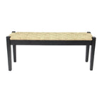 Banc en jonc de mer tressé noir, pieds en bois massif, 1 place