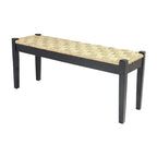 Banc en jonc de mer tressé noir, pieds en bois massif, 1 place