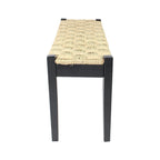 Banc en jonc de mer tressé noir, pieds en bois massif, 1 place