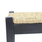 Banc en jonc de mer tressé noir, pieds en bois massif, 1 place