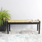 Banc en jonc de mer tressé noir, pieds en bois massif, 1 place
