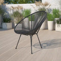 Fauteuil de salon Papasan ovale avec cordons élastiques – Simple, rotin et acier (noir/gris/rouge/blanc)