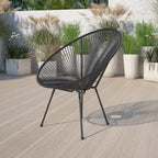 Fauteuil de salon Papasan ovale avec cordons élastiques – Simple, rotin et acier (noir/gris/rouge/blanc)