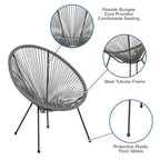Fauteuil de salon Papasan ovale avec cordons élastiques – Simple, rotin et acier (noir/gris/rouge/blanc)
