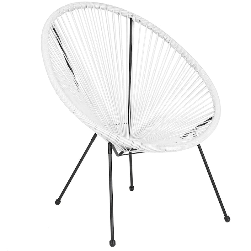 Fauteuil de salon Papasan ovale avec cordons élastiques – Simple, rotin et acier (noir/gris/rouge/blanc)