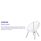 Fauteuil de salon Papasan ovale avec cordons élastiques – Simple, rotin et acier (noir/gris/rouge/blanc)
