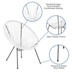 Fauteuil de salon Papasan ovale avec cordons élastiques – Simple, rotin et acier (noir/gris/rouge/blanc)