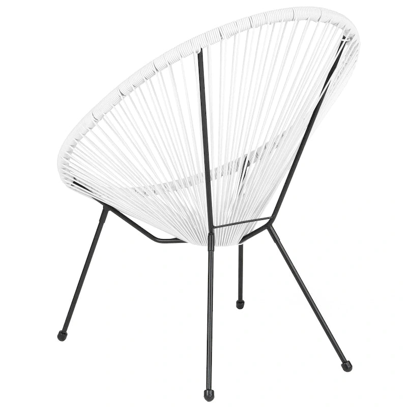 Fauteuil de salon Papasan ovale avec cordons élastiques – Simple, rotin et acier (noir/gris/rouge/blanc)