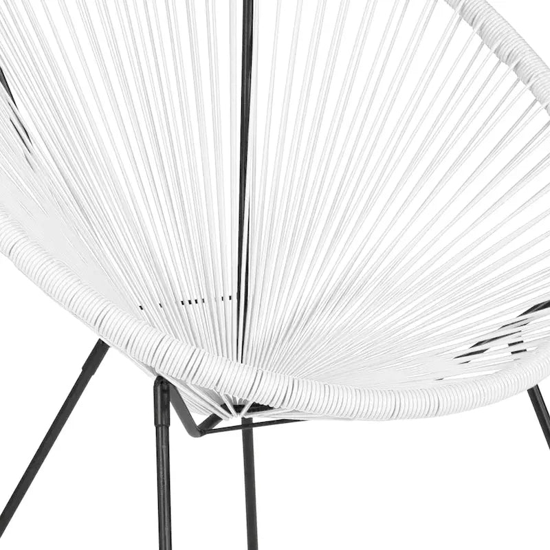 Fauteuil de salon Papasan ovale avec cordons élastiques – Simple, rotin et acier (noir/gris/rouge/blanc)
