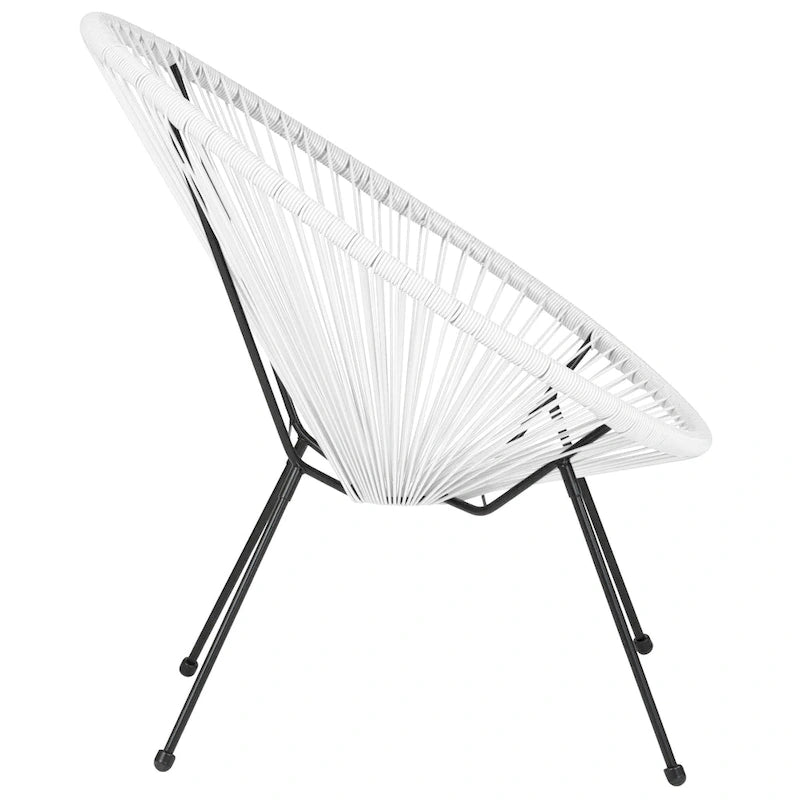 Fauteuil de salon Papasan ovale avec cordons élastiques – Simple, rotin et acier (noir/gris/rouge/blanc)