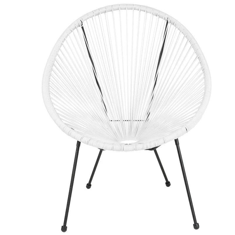 Fauteuil de salon Papasan ovale avec cordons élastiques – Simple, rotin et acier (noir/gris/rouge/blanc)