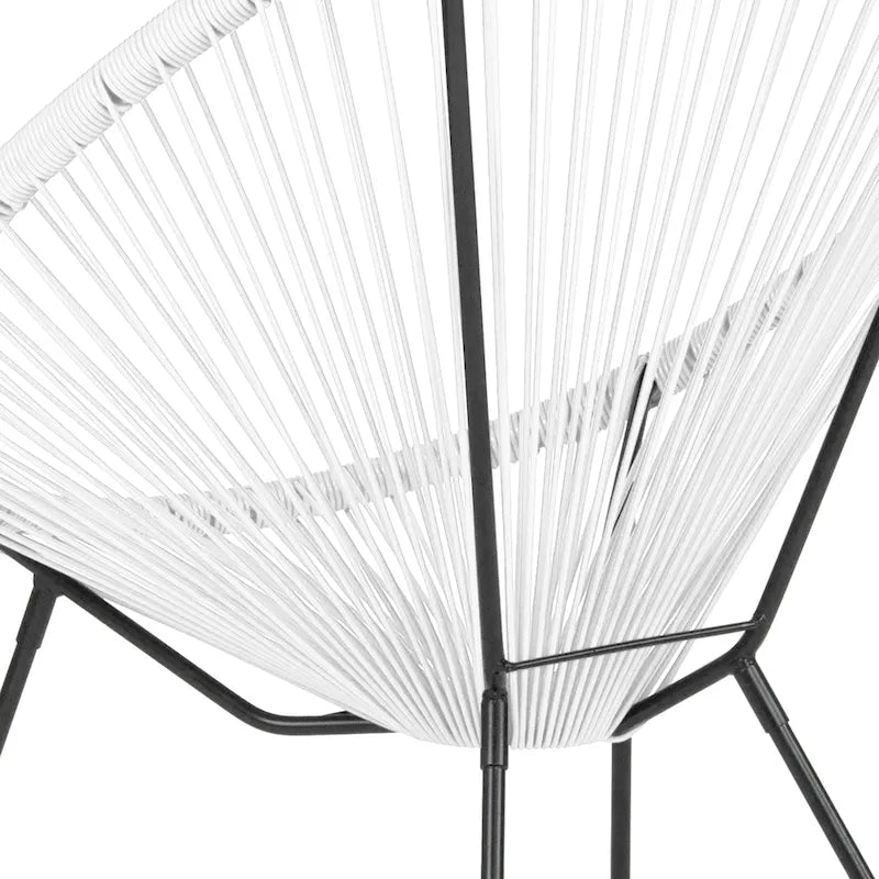 Fauteuil de salon Papasan ovale avec cordons élastiques – Simple, rotin et acier (noir/gris/rouge/blanc)