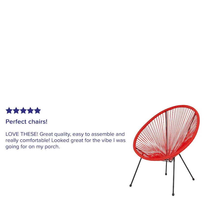Fauteuil de salon Papasan ovale avec cordons élastiques – Simple, rotin et acier (noir/gris/rouge/blanc)