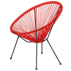 Fauteuil de salon Papasan ovale avec cordons élastiques – Simple, rotin et acier (noir/gris/rouge/blanc)