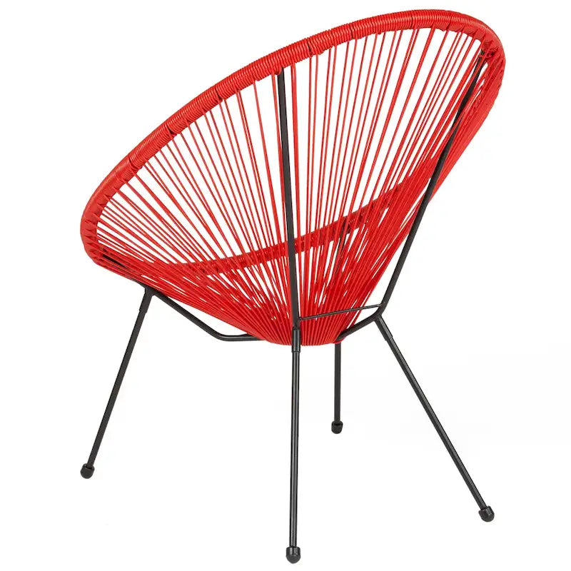 Fauteuil de salon Papasan ovale avec cordons élastiques – Simple, rotin et acier (noir/gris/rouge/blanc)