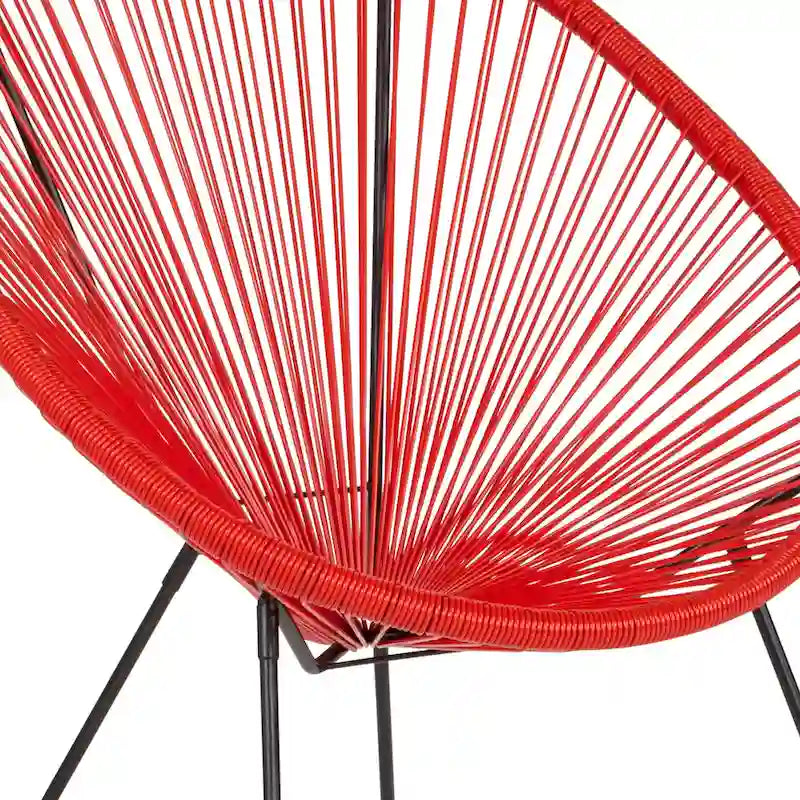 Fauteuil de salon Papasan ovale avec cordons élastiques – Simple, rotin et acier (noir/gris/rouge/blanc)