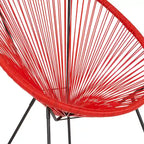 Fauteuil de salon Papasan ovale avec cordons élastiques – Simple, rotin et acier (noir/gris/rouge/blanc)