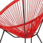 Fauteuil de salon Papasan ovale avec cordons élastiques – Simple, rotin et acier (noir/gris/rouge/blanc)