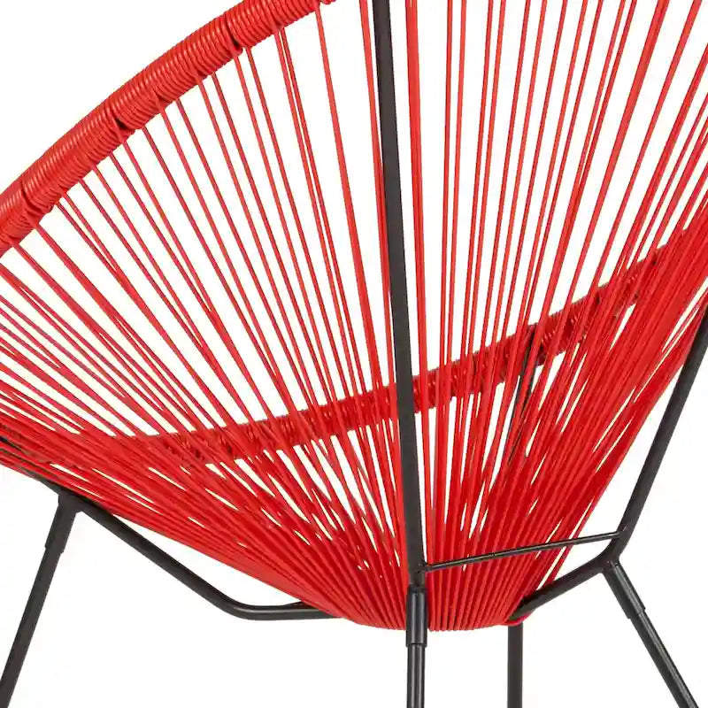 Fauteuil de salon Papasan ovale avec cordons élastiques – Simple, rotin et acier (noir/gris/rouge/blanc)