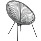 Fauteuil de salon Papasan ovale avec cordons élastiques – Simple, rotin et acier (noir/gris/rouge/blanc)
