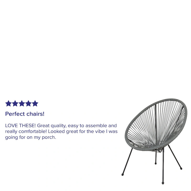 Fauteuil de salon Papasan ovale avec cordons élastiques – Simple, rotin et acier (noir/gris/rouge/blanc)