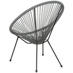 Fauteuil de salon Papasan ovale avec cordons élastiques – Simple, rotin et acier (noir/gris/rouge/blanc)
