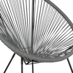Fauteuil de salon Papasan ovale avec cordons élastiques – Simple, rotin et acier (noir/gris/rouge/blanc)