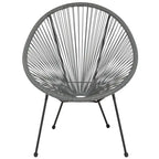 Fauteuil de salon Papasan ovale avec cordons élastiques – Simple, rotin et acier (noir/gris/rouge/blanc)