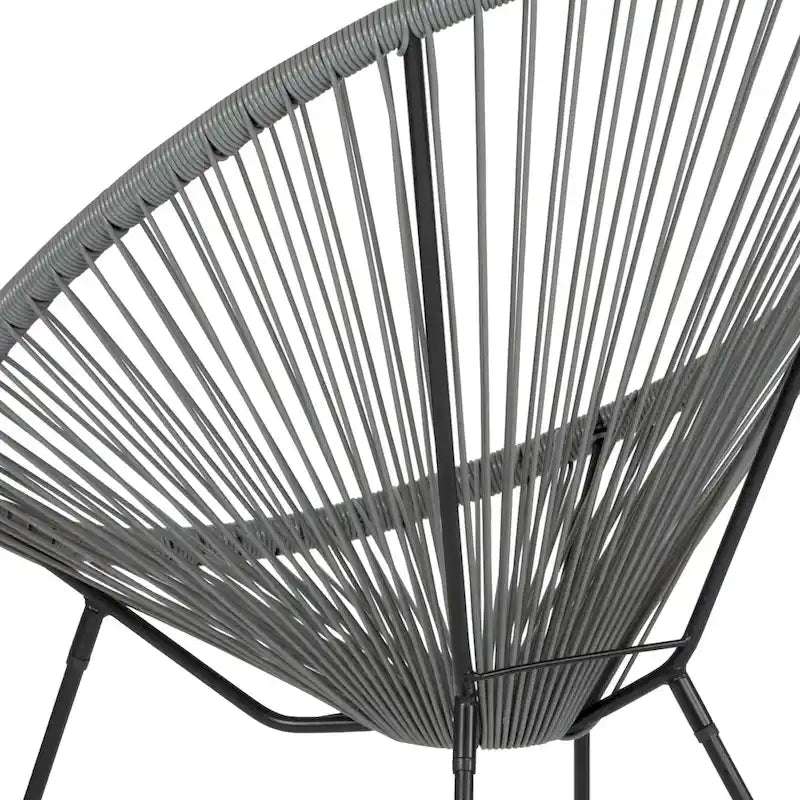 Fauteuil de salon Papasan ovale avec cordons élastiques – Simple, rotin et acier (noir/gris/rouge/blanc)