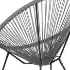 Fauteuil de salon Papasan ovale avec cordons élastiques – Simple, rotin et acier (noir/gris/rouge/blanc)