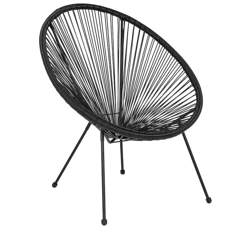 Fauteuil de salon Papasan ovale avec cordons élastiques – Simple, rotin et acier (noir/gris/rouge/blanc)