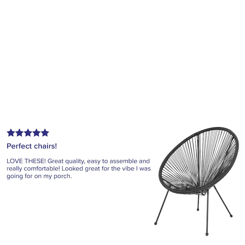 Fauteuil de salon Papasan ovale avec cordons élastiques – Simple, rotin et acier (noir/gris/rouge/blanc)