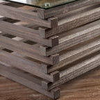 Table basse contemporaine en bois et verre grise de 122 cm