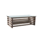 Table basse contemporaine en bois et verre grise de 122 cm