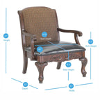 Fauteuil d'appoint traditionnel marron, une place — Finition noyer, détails en bois sculpté