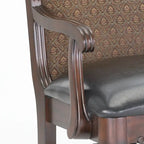Fauteuil d'appoint traditionnel marron, une place — Finition noyer, détails en bois sculpté