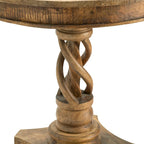 Table d'appoint torsadée en bois de manguier naturel, rustique, 1 pièce, 76 cm de diamètre x 76 cm de hauteur