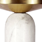 Table d'appoint ronde Accent, Laiton et Blanc, Plateau en aluminium avec base en marbre