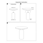 Table d'appoint ronde Accent, Laiton et Blanc, Plateau en aluminium avec base en marbre
