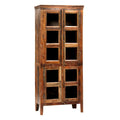 Armoire de rangement haute à porte vitrée, brun moyen, style simple