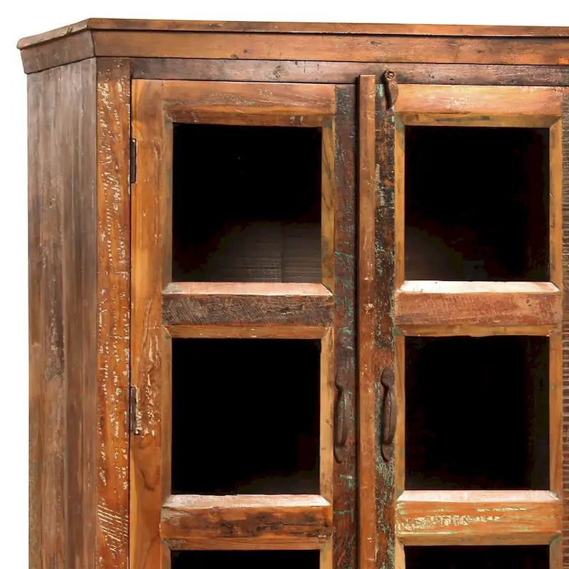 Armoire de rangement haute à porte vitrée, brun moyen, style simple