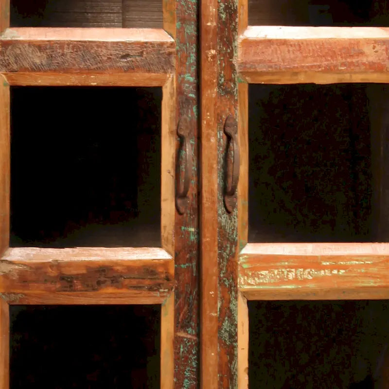 Armoire de rangement haute à porte vitrée, brun moyen, style simple