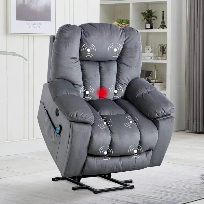 Fauteuil inclinable électrique releveur avec massage, une place, Gris/Beige/Noir/Camel