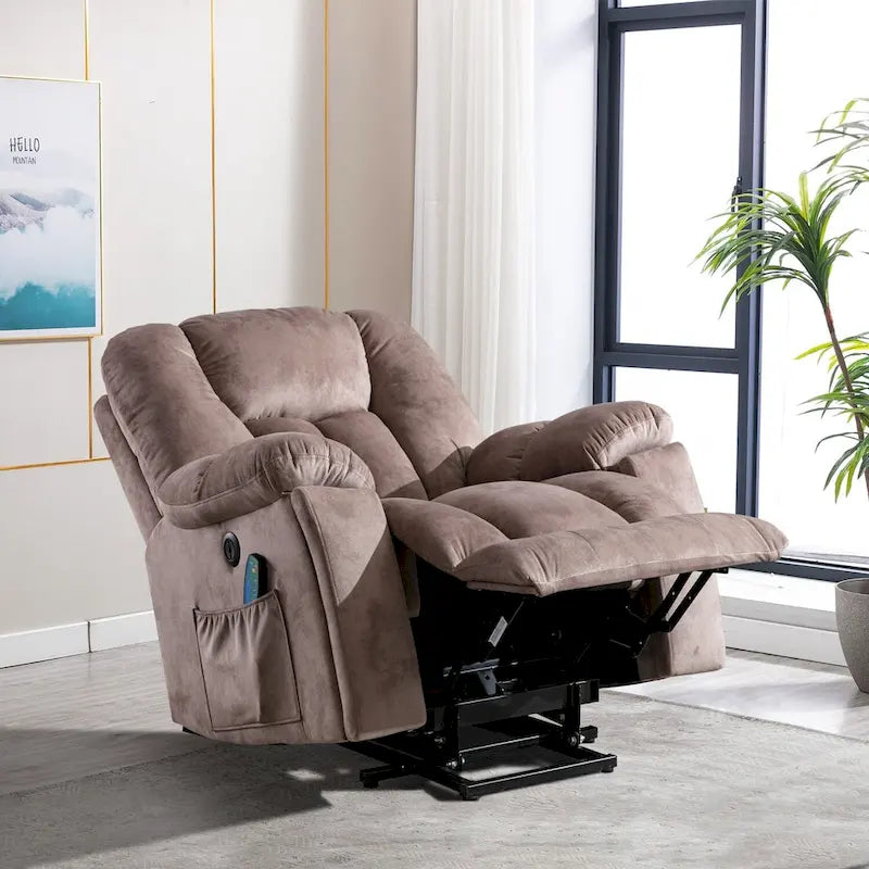 Fauteuil inclinable électrique releveur avec massage, une place, Gris/Beige/Noir/Camel
