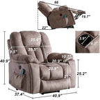 Fauteuil inclinable électrique releveur avec massage, une place, Gris/Beige/Noir/Camel