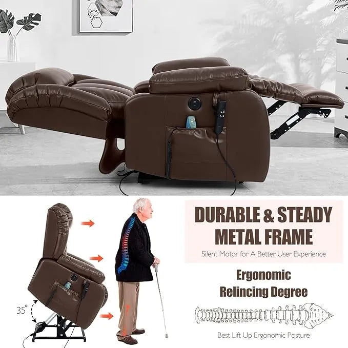 Fauteuil inclinable électrique releveur avec massage, une place, Gris/Beige/Noir/Camel